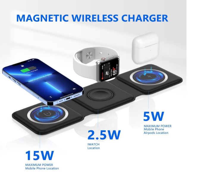 3-in-1 Rotating Magnetic Wireless Charging Station